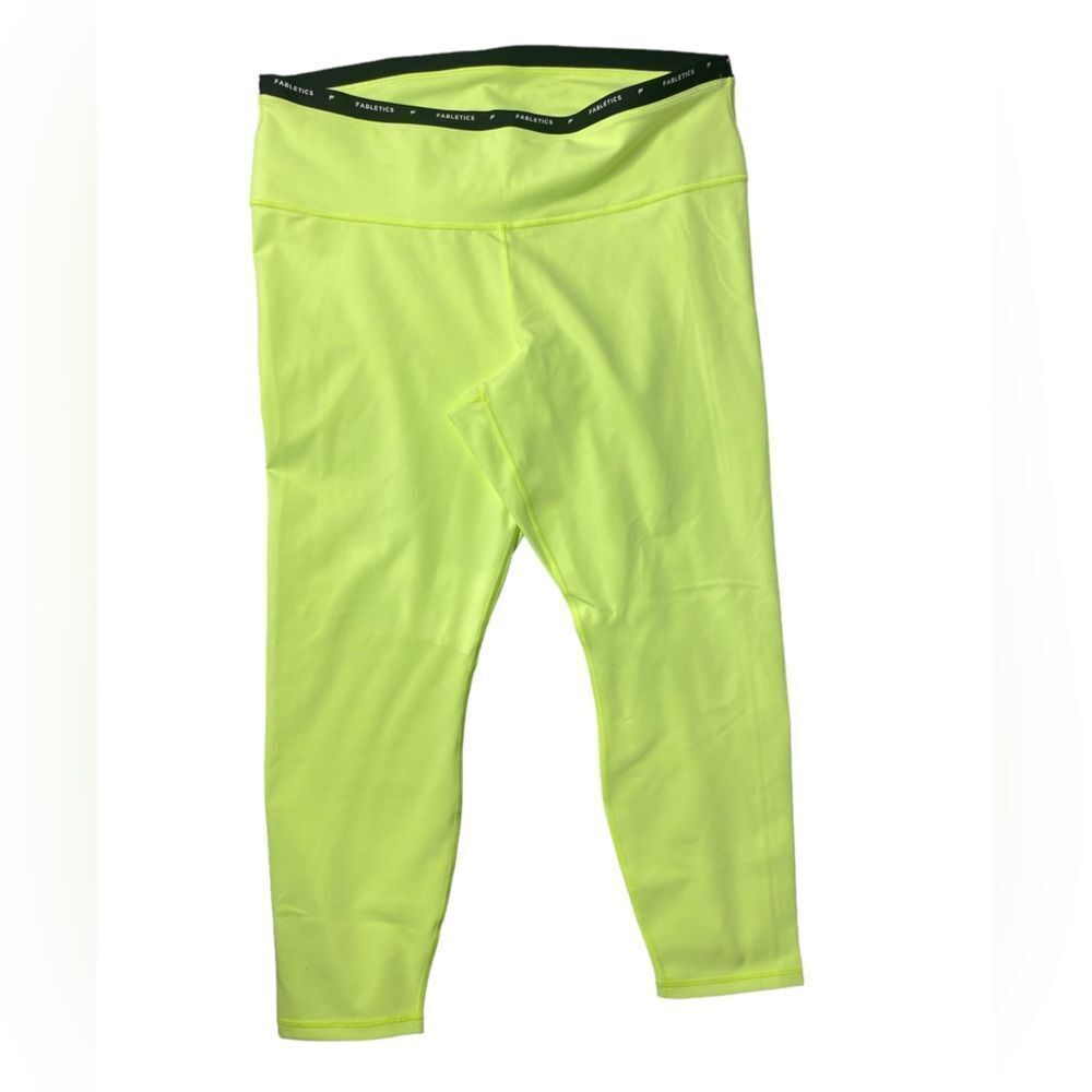Fabletics Sz 2XL Highlighter Yellow Define PowerHold High Waisted 7/8 Leggings